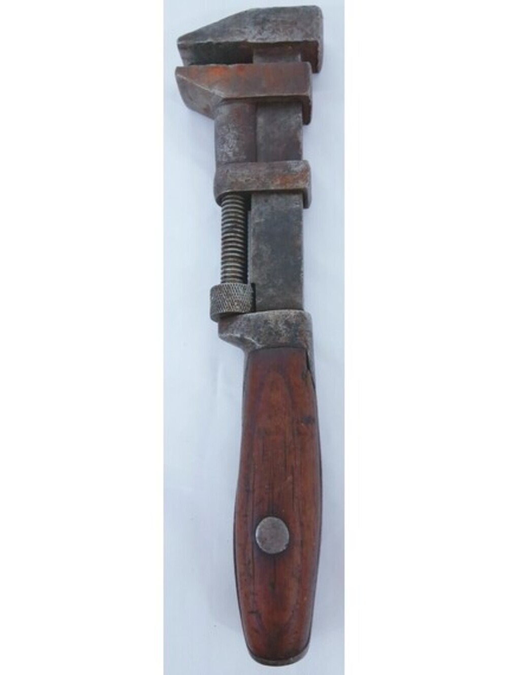 Antique L. Coes July 8 1880-1884 12" Adjustable Wrench Mouth 2.25" Wood Handle